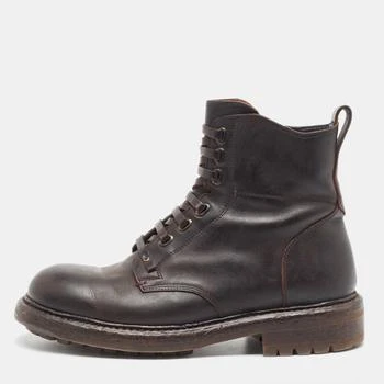 推荐Dolce & Gabbana Dark Brown Leather Lace Up Ankle Boots Size 41商品