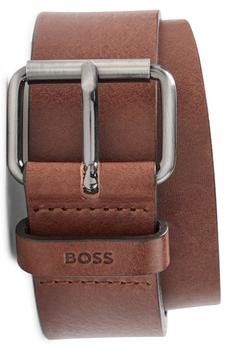 Hugo Boss | BOSS - SERGE 40mm Dark Brown Italian Leather Belt With Gunmetal Buckle 50471299 202商品图片,满$175享9折, 满折