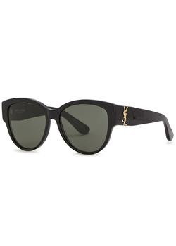 推荐SLM3 black oval-frame sunglasses商品