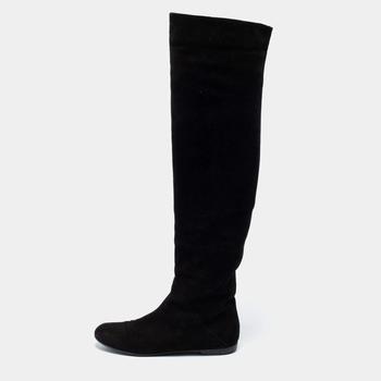 推荐Giuseppe Zanotti Black Suede Knee Length Boots Size 37商品