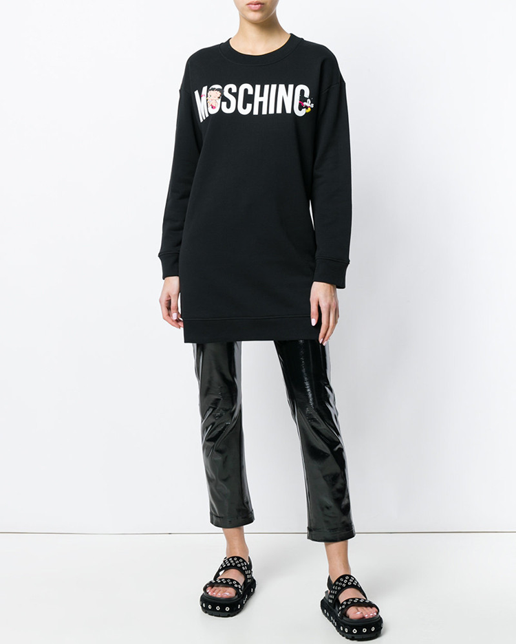 Moschino | MOSCHINO 莫斯奇诺 女黑色卫衣裙 0453527-3555商品图片,独家减免邮费