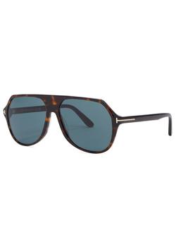 tom ford墨镜推荐, Tom Ford | Hayes tortoiseshell D-frame sunglasses商品图片 
