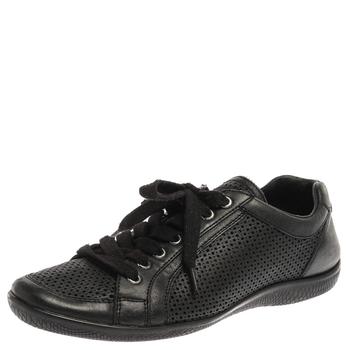[二手商品] Prada | Prada Sports Black Perforated Leather Lace Up Low Top Sneakers Size 38商品图片,6.3折
