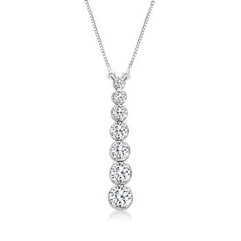 商品Ross-Simons | Ross-Simons Diamond Graduated Drop Necklace in 14kt White Gold,商家Premium Outlets,价格¥14990图片
