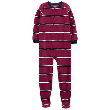 Carter's | Little Boys One-Piece Stripes Fleece Footie Pajama商品图片,4折
