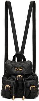 Versace | Black Quilted Faux-Leather Backpack商品图片,