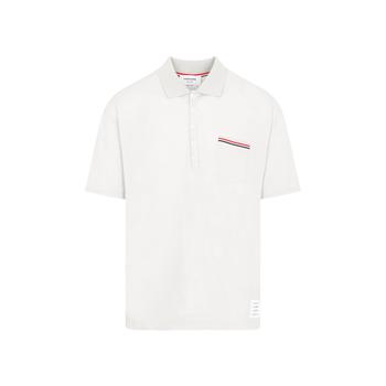 Thom Browne | Thom Browne Logo Patch Stripe-Detailed Polo Shirt商品图片,6.4折