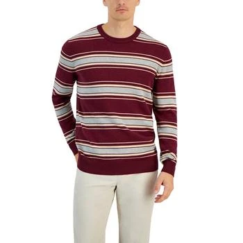 Club Room | Men's Elevated Striped Long Sleeve Crewneck Sweater, Created for Macy's 