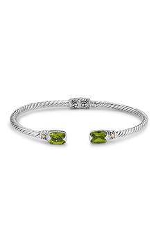 推荐Sterling Silver & 18K Gold Peridot Twisted Cable Bangle Bracelet商品