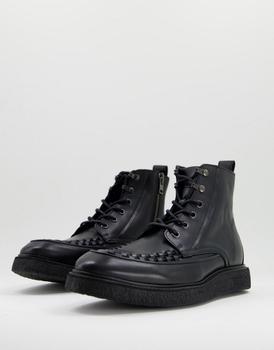 product All Saints arden minimal lace up boots in black leather image