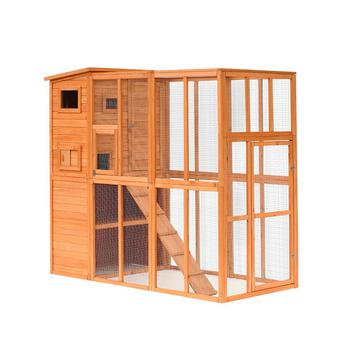 商品PawHut | Wooden Cat Enclosure Pet House Shelter Cage Outdoor Play Area Natural,商家Macy's,价格¥4152图片