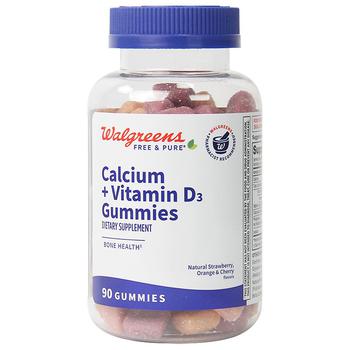 商品Walgreens | Calcium 500 mg + Vitamin D3 Gummies Natural Strawberry, Orange and Cherry Flavor,商家Walgreens,价格¥108图片
