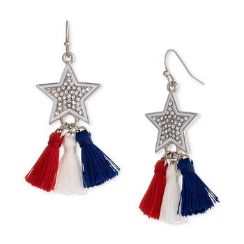 Charter Club | Silver-Tone Pavé Crystal Star Tasseled Drop Earrings, Created for Macy's商品图片,1.9折