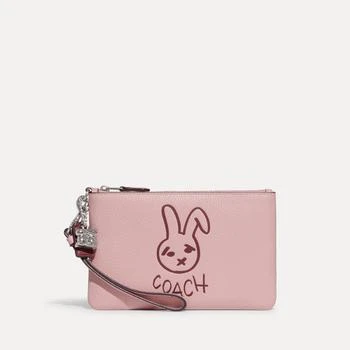 推荐Coach Small Bunny Printed Leather Clutch Lh/Powder Pink Multi商品