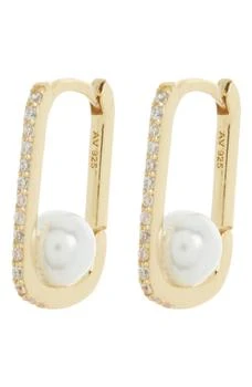 Argento Vivo Sterling Silver | Imitation Pearl Hoop Earrings,商家Nordstrom Rack,价格¥104