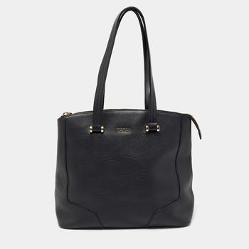 推荐Furla Black Leather Top Zip Shoulder Bag商品