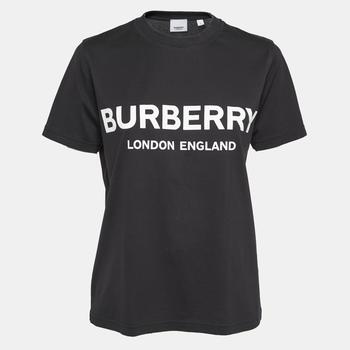 Burberry | Burberry Black Cotton Logo Printed Short Sleeve T-Shirt M商品图片,