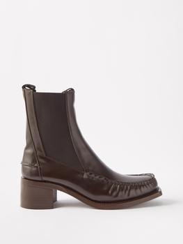 Alda block-heel leather ankle boots product img