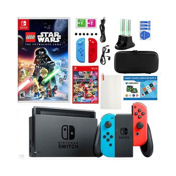 商品Nintendo | Switch Neon Mario Kart 8 Console with Lego Star Wars Skywalker Game, Accessories Kit & Voucher,商家Macy's,价格¥3467图片