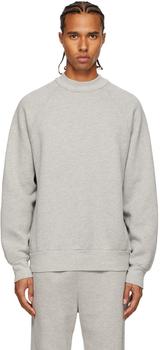 Les Tien | Grey Heavyweight Mock Neck Raglan Sweatshirt商品图片,4.6折