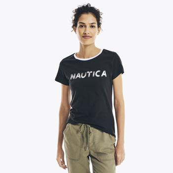 推荐Nautica Womens Metallic Foil Logo Graphic T-Shirt商品