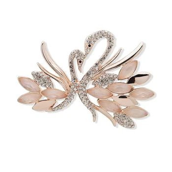 Anne Klein | Rose Gold-Tone Pavé & Mother-of-Pearl Swan Pin,商家折扣挖宝区,价格¥215