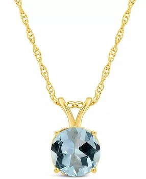 Macy's | Aquamarine (1-1/4 ct. t.w.) Pendant Necklace in 14K Yellow Gold,商家Macy's,价格¥1963