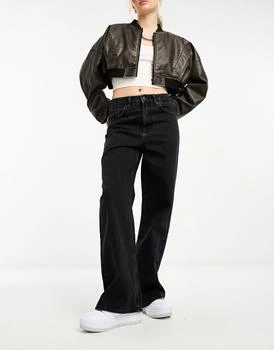 推荐Only Maisie low waited baggy wide leg jeans in washed black商品