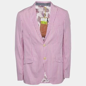 推荐Etro Purple Striped Cotton Single Breasted Blazer XL商品