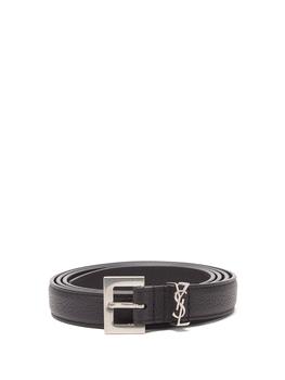 Yves Saint Laurent | YSL-plaque grained-leather belt商品图片,