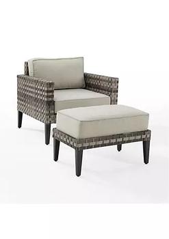 Crosley, Crosley Furniture | Crosley Furniture KO70258BR-TE 31.75 x 58 x 30 in. Prescott Outdoor Wicker Armchair Set - Armchair & Ottoman Taupe & Brown - 2 Piece商品图片 