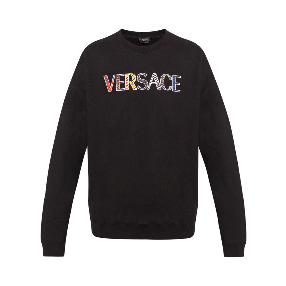 范思哲卫衣好用吗, Versace | VERSACE 男士黑色印花棉质圆领卫衣 10024801-A018121-B000商品图片 独家减免邮费