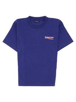 推荐Balenciaga Kids Logo Embroidered Crewneck T-Shirt商品