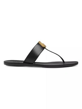 Gucci | Marmont Leather Thong Sandals With Double G 