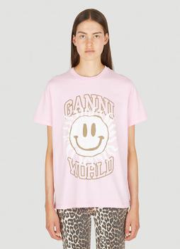 Ganni | Logo Print T-Shirt in Pink商品图片,5.5折