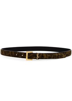 ysl皮带, Yves Saint Laurent | Leopard-print logo suede belt商品图片 