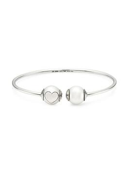 商品W.Rosado | Pearl ID 18K White Gold & 11.5-12MM Pearl Carved Heart Open Bangle Bracelet,商家Saks Fifth Avenue,价格¥36622图片