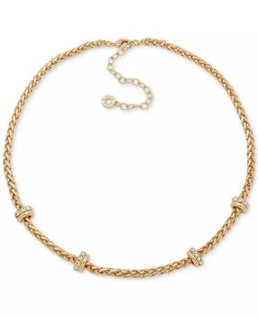 Anne Klein | Gold-Tone Crystal Rondelle Wheat Link Chain Necklace, 16" + 3" extender,商家Macy's,价格¥196