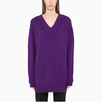 Max Mara | Long purple wool and cashmere sweater商品图片,