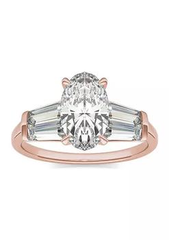 Charles & Colvard, Charles & Colvard | Charles & Colvard 3.46 ct. t.w. Lab Created Elongated Oval Moissanite Five Stone Engagement Ring in 14k Rose Gold商品图片 