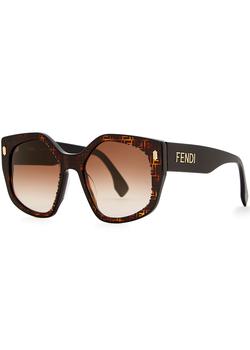 芬迪太阳镜代购, Fendi | Fendi Bold brown oversized sunglasses商品图片 