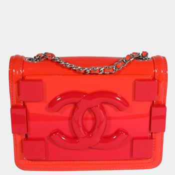 香奈儿122单肩包, [二手商品] Chanel | Chanel Red Quilted Patent Leather & Plexi Boy Brick Flap Shoulder Bag商品图片 6.7折
