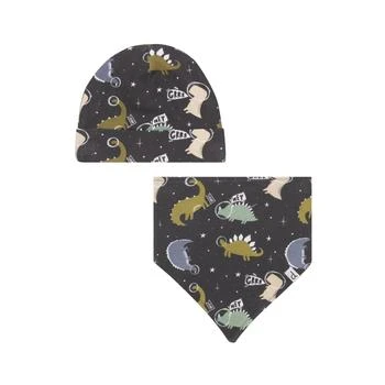 Deux par Deux | Organic Cotton Printed Hat & Bib Set Black Astro Dinosaur,商家Premium Outlets,价格¥107