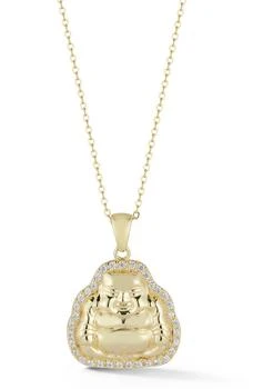 GLAZE JEWELRY | Yellow Gold Vermeil CZ Buddha Pendant Necklace,商家Nordstrom Rack,价格¥338