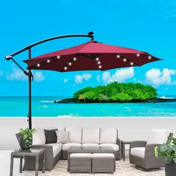 Simplie Fun | 10 ft Outdoor Patio Umbrella Solar Powered LED Lighted Sun Shade Market Waterproof 8 Ribs Umbrella,商家Premium Outlets,价格¥1231