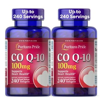Puritan's Pride | Puritan's Pride Coenzyme CoQ10 100mg, Dietary Supplement for Heart Health, Blood Pressure, Oral Gum Health, and Healthy Aging Support, 240 Rapid Release Softgels, 2-Pack,商家Amazon US selection,价格¥112