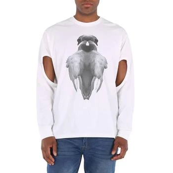 推荐Men's Optic White Swan Print Cut-out T-shirt商品