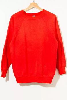 推荐80s Vintage Distressed Red Raglan Crewneck Sweatshirt商品