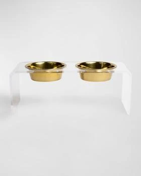 HIDDIN | Medium Clear Double Golden Bowl Pet Feeder, 1 Qt,商家Neiman Marcus,价格¥1073