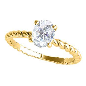 商品2.00 Carat Oval Shape Prong Set Moissanite ( G-H/ VS1 ) Solitaire Engagement Rings For Women In 10K Solid Yellow Gold图片